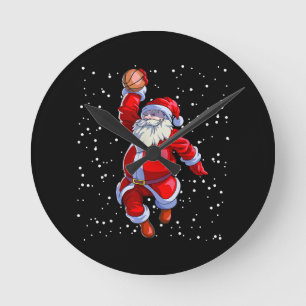 Horloge Ronde Chemise de Noël de basketball Hommes Garçons Baske