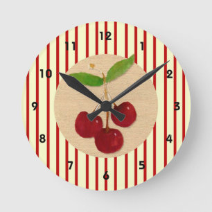 Horloge Ronde Cherry Stripe Wall Clock