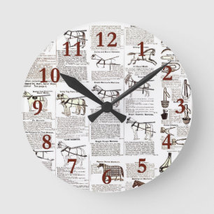 Horloge Ronde Cheval Antique Publicité Journal Art