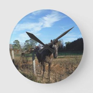 Horloge Ronde Cheval brun Coco et Crème