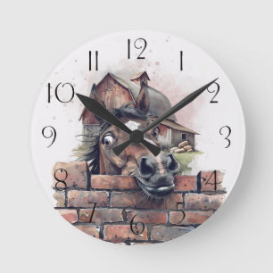 Horloge Ronde Cheval de dessin animé