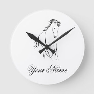 Horloge Ronde Cheval en couleur noire