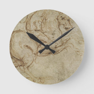 Horloge Ronde Cheval et cavalier (à l'encre sur le papier)