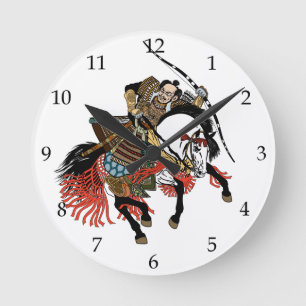 Horloge Ronde Cheval japonais de samouraï