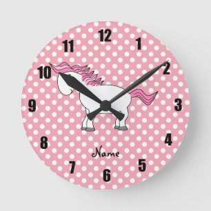Horloge Ronde Cheval nommé personnalisé