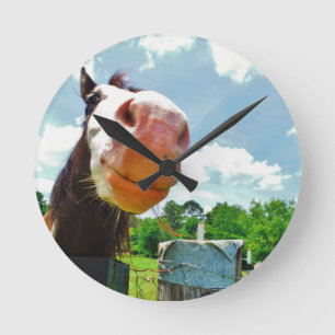 Horloge Ronde Cheval souriant
