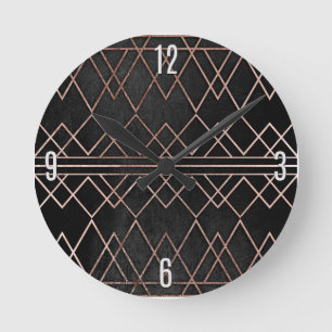 Horloge Ronde Chic et élégant Faux Rose Triangles géométriques o