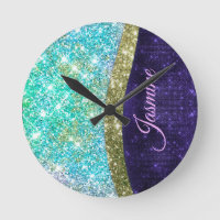 Chic irisé violet bleu faux parties scintillant mo