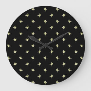 Horloge ronde chic : Lys de la vallée, Noir