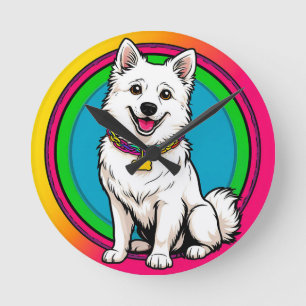 Horloge Ronde Chien animé mignon avec collier