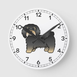 Horloge Ronde Chien Caricature Cute, Noir Et Tan Havanais