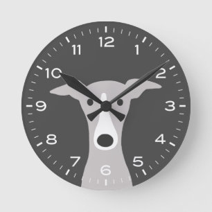 Horloge Ronde Chien caricature italien Greyhound Whippet mignon
