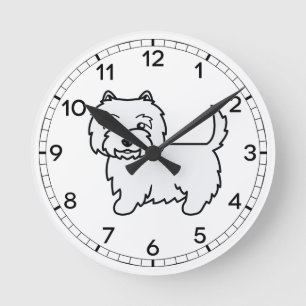 Horloge Ronde Chien de dessin animé West Highland White Terrier