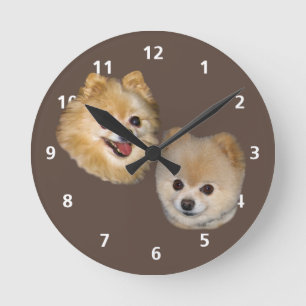 Horloge Ronde Chien de Pomeranian personnalisable