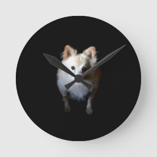 Horloge Ronde Chien de Poméranie en noir