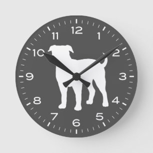Horloge Ronde Chien de race américaine Bulldog Silhouette 