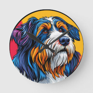 Horloge Ronde Chien Illustrant une Créativité Vibrante