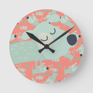 Horloge Ronde Chiens et os de Woof