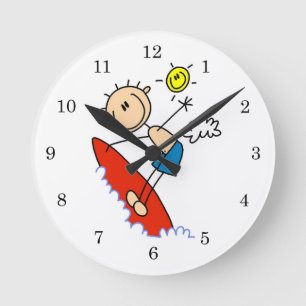 Horloge Ronde Chiffre surfant de bâton de garçon