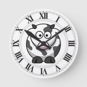 Horloge Ronde Chiffres romains blancs repérés drôles de noir 
