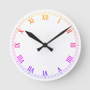 Horloge Ronde Chiffres romains classiques Dégradé arc-en-ciel