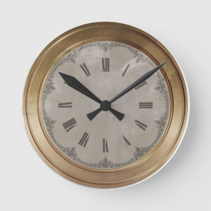 Horloge Ronde Chiffres romains de marbre en laiton