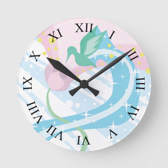 Horloge Ronde Chiffres romains des colibris (Recto)