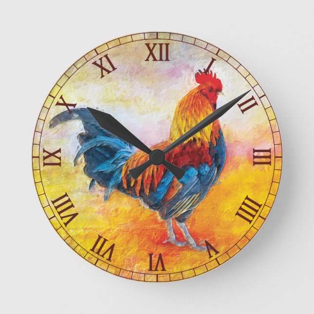 Horloge Ronde Chiffres romains du coq-maron (Recto)