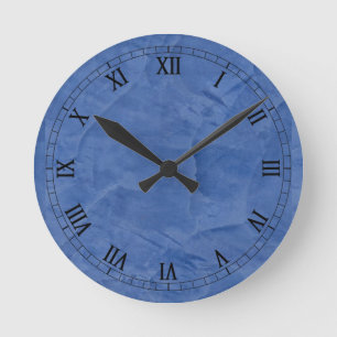Horloge Ronde Chiffres romains en faux fini bleu moyen