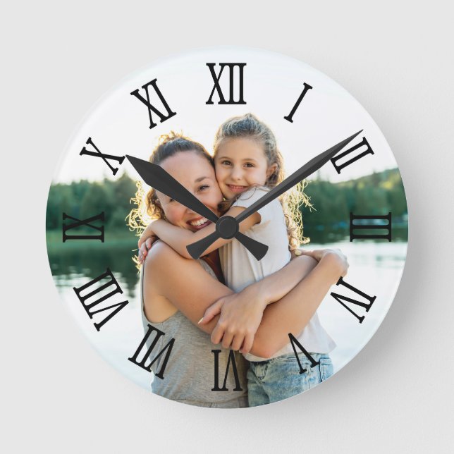 Horloge Ronde Chiffres romains noirs photo pour papa (Recto)