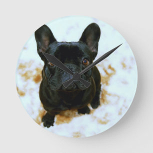 Horloge Ronde Chiot Bouledogue Français Adorable !