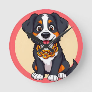 Horloge Ronde Chiot de dessin animé adorable