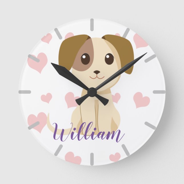 Horloge Ronde Chiot doux (Recto)