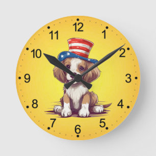 Horloge Ronde Chiot Mignon avec Chapeau-54676