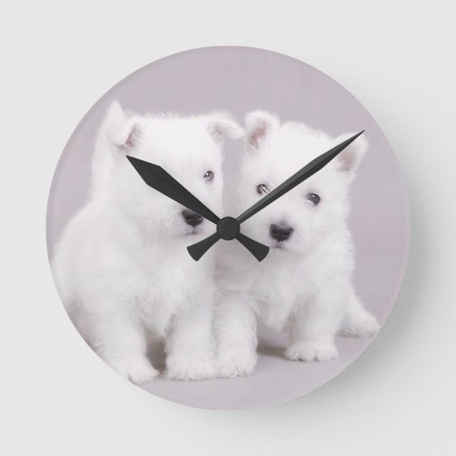 Horloge Ronde Chiots de Westie (Recto)