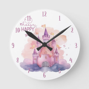 Horloge Ronde Choisissez Happy Palace sur Pink Cloud personnalis