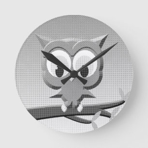 Horloge Ronde Chouette À Papier En Noir Et Blanc