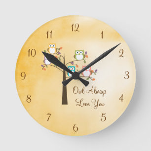 Horloge Ronde Chouette t'aime toujours