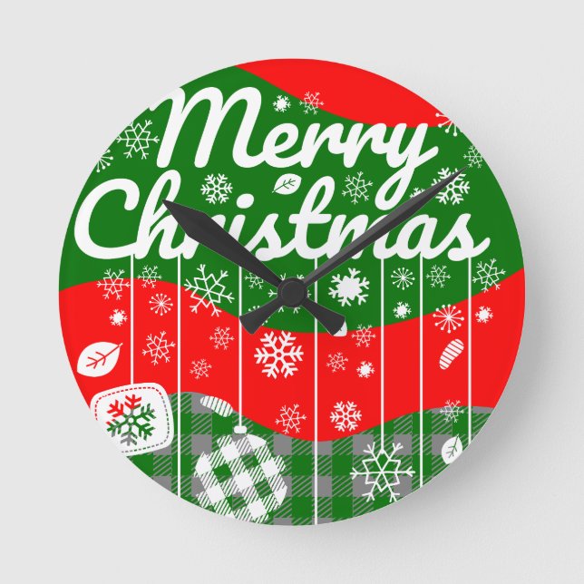 Horloge Ronde Christmas Wall Clock – White Ornaments (Recto)