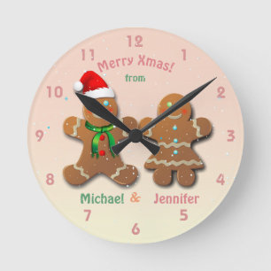 Horloge Ronde Christmassasy Gingerbread Homme et Dame Gingerbrea