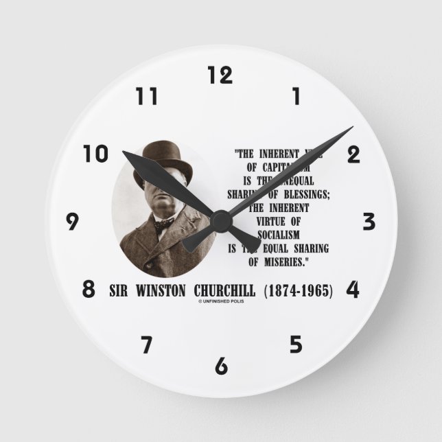 Horloge Ronde Churchill Inhérent Vice Of Capitalism Virtue Citat (Recto)