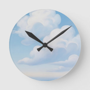 Horloge Ronde Ciel bleu rêveur avec nuages