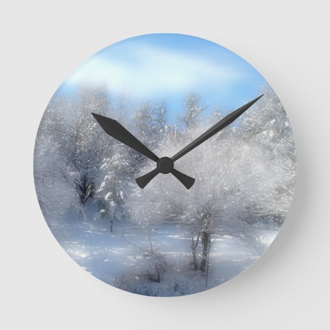 Horloge Ronde Ciel d'hiver bleu (Recto)