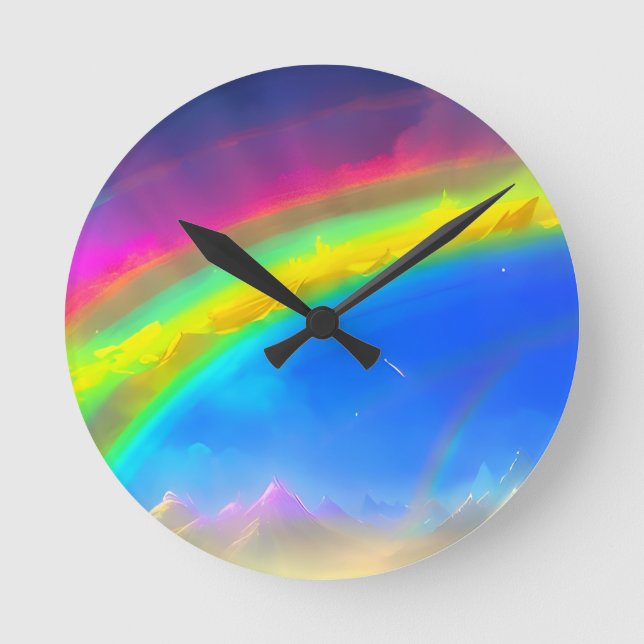 Horloge Ronde Ciel lumineux arc-en-ciel (Recto)