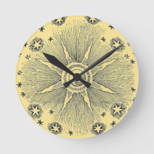 Horloge Ronde Ciel Nocturne Antique Étoiles Solaires Zodiaque Mé