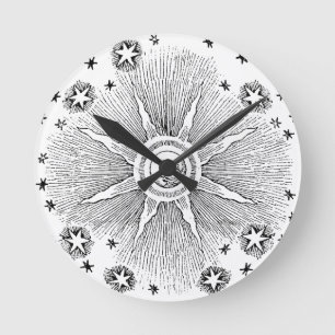Horloge Ronde Ciel Nocturne Antique Étoiles Solaires Zodiaque Mé