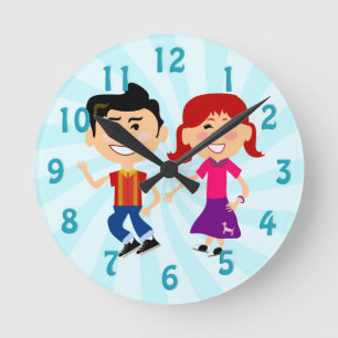 Horloge Ronde Cinquante ans amusants Bonne Danse Enfants Art rét