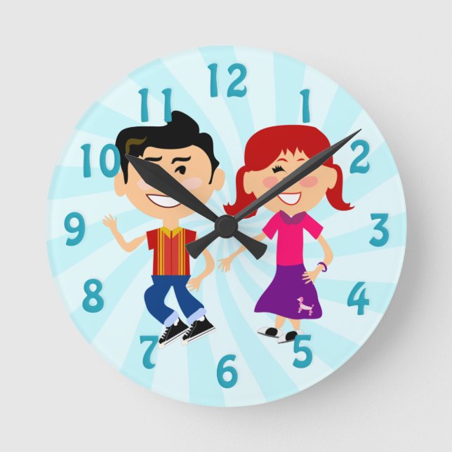 Horloge Ronde Cinquante ans amusants Bonne Danse Enfants Art rét (Recto)