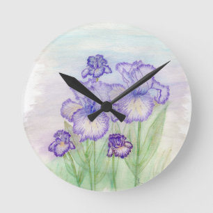 Horloge Ronde Cirque d'automne et iris d'art déco