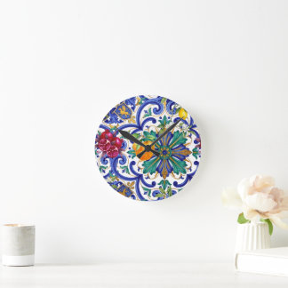 Horloge Ronde citron fruitier mosaïque méditerranéenne